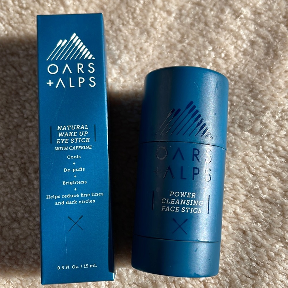 Oars & Alps Natural Wake Up Eye Stick and Power Cleansing Face Stick.